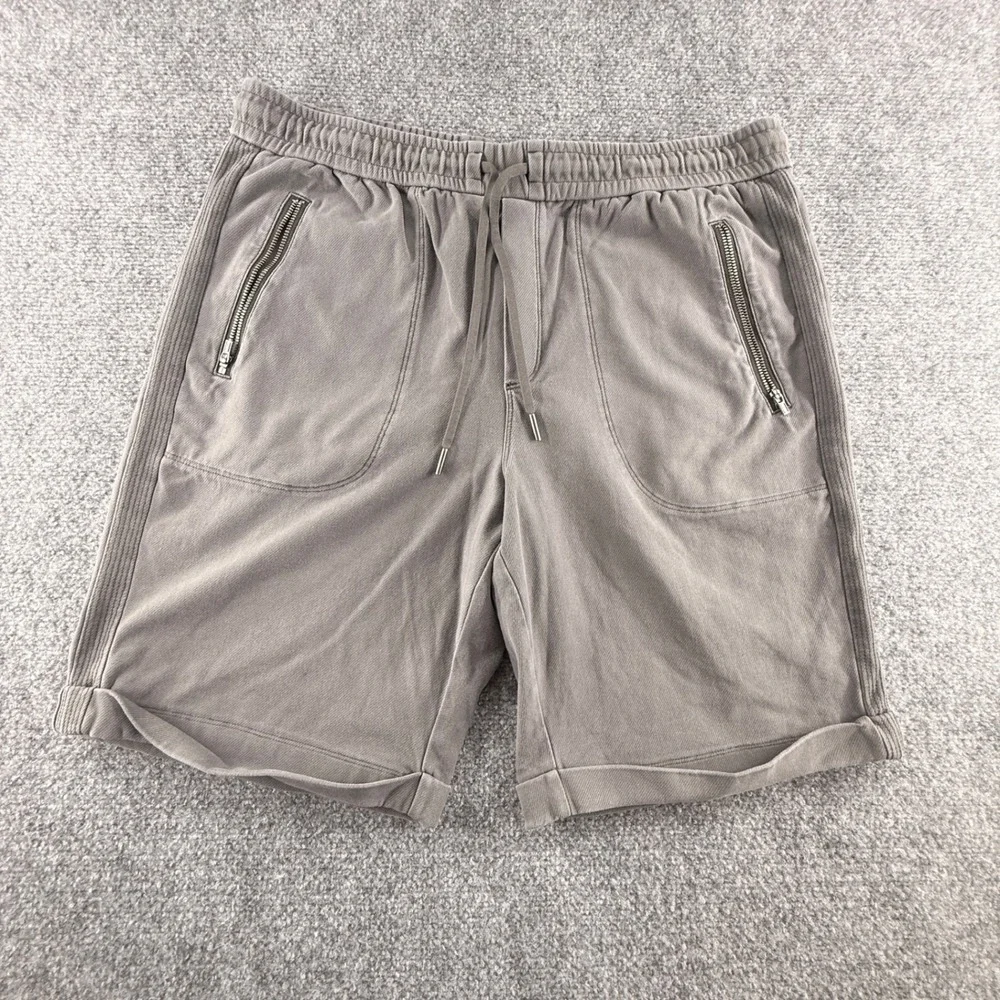 Athleta Farallon 9 Bermuda Shorts Gray Organic Cotton Ribbed Side Zip Pockets 12